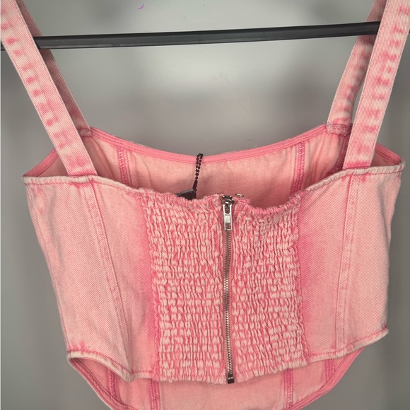 NWT DYLN Pink Denim Corset Top - Picture 6 of 6